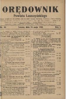 Orędownik Powiatu Leszczyńskiego 1920.05.19 R.1 Nr 35
