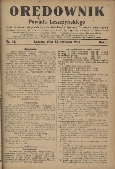 Orędownik Powiatu Leszczyńskiego 1920.06.12 R.1 Nr 42