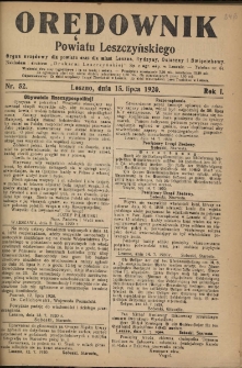 Orędownik Powiatu Leszczyńskiego 1920.07.15 R.1 Nr 52