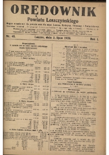 Orędownik Powiatu Leszczyńskiego 1920.07.03 R.1 Nr 48