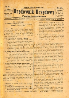 Orędownik Urzędowy Powiatu Leszczyńskiego 1927.03.30 R.8 Nr 22